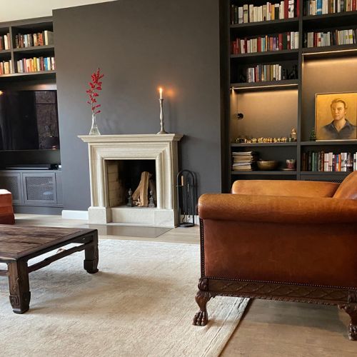 WOHN-T-RAUM Bettina Daub | Referenz-Projekt | Hamburg Alsterlauf Hummelsbüttel Poppenbüttel Sasel & Wellingsbüttel | Interior Design | Modernisierung & Renovierung | Kaminzimmer mit neuer Bibliothek