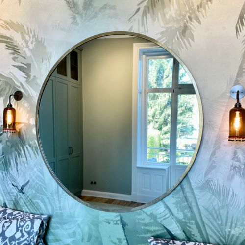WOHN-T-RAUM Bettina Daub | Referenz-Projekt | Hamburg Harvestehude  | Interior Design | Neues Raumkonzept | Homegym in Isestraße | runder Spiegel